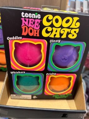 Needoh Cool Cats Squishy Toy Set - Pink, Purple, Teal, Orange